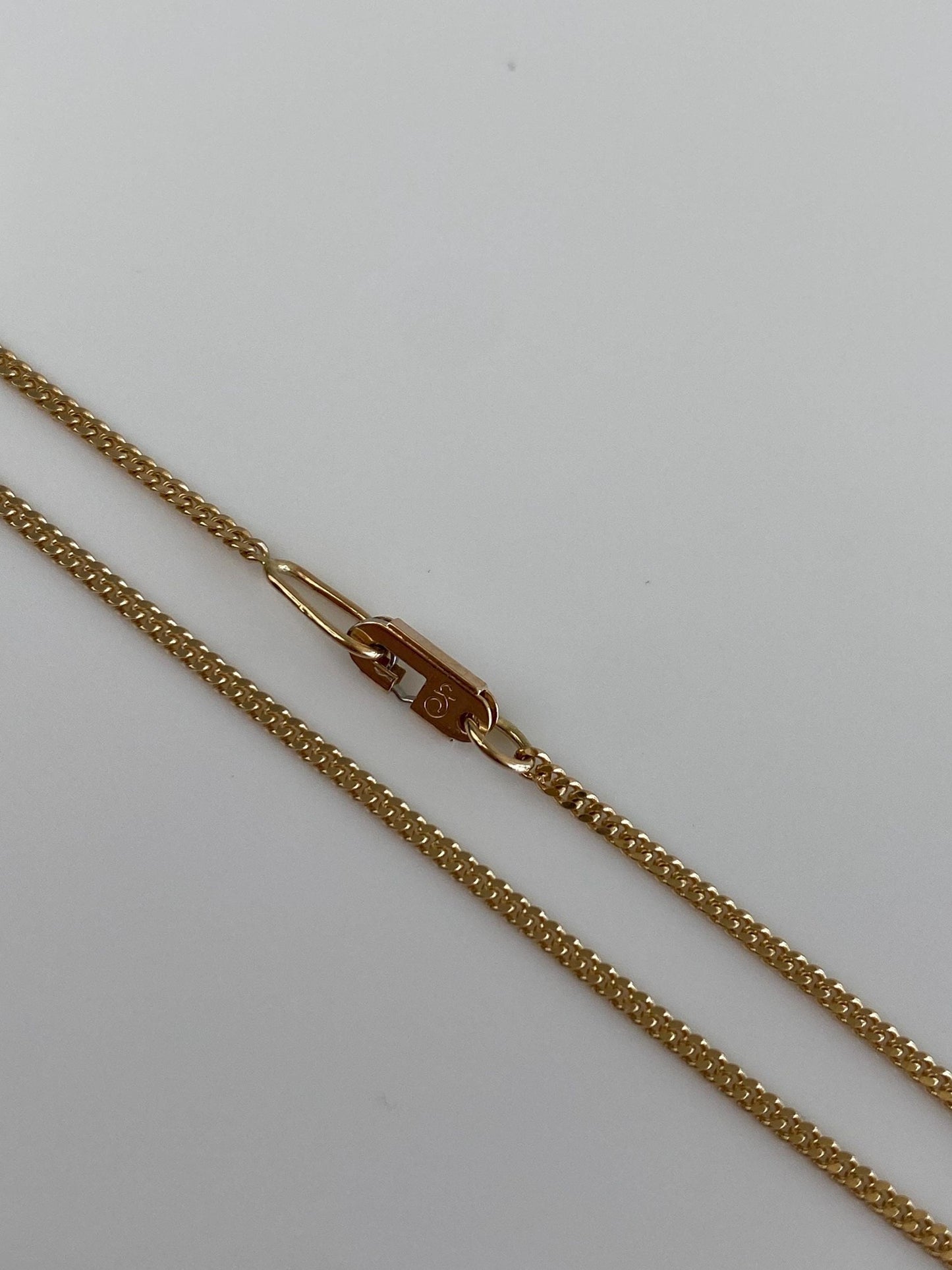 Vintage Solid 14k Yellow Gold Tight Curb Chain Necklace - 16.25 inches