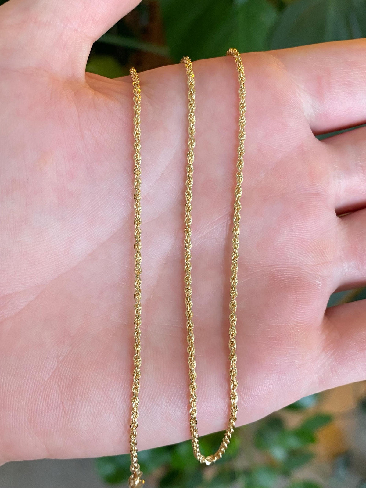 Vintage 10k Yellow Gold Slim Rope Chain Necklace - 18 inches