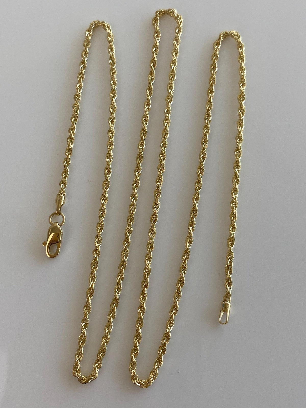 Vintage 10k Yellow Gold Slim Rope Chain Necklace - 18 inches