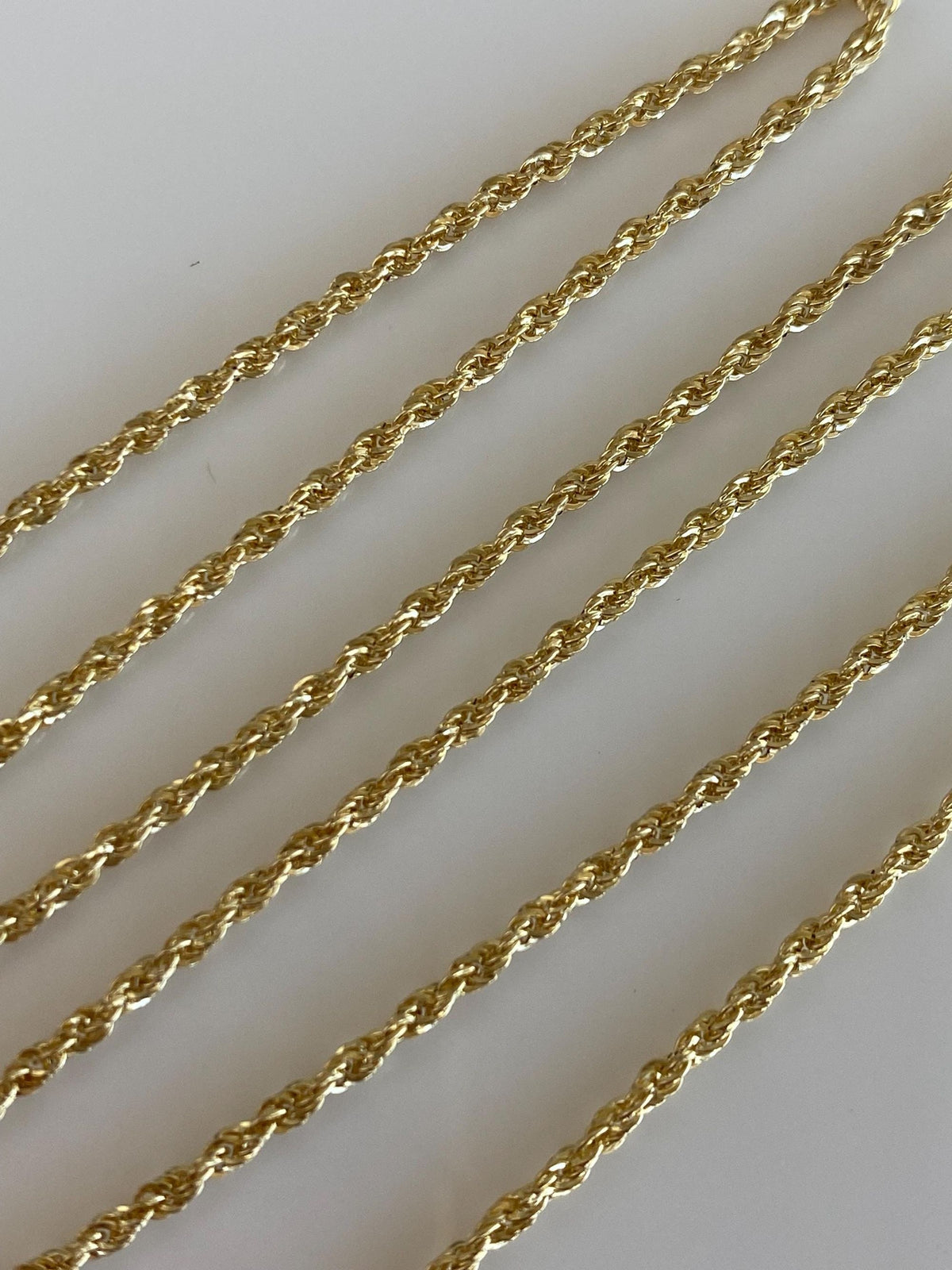 Vintage 10k Yellow Gold Slim Rope Chain Necklace - 18 inches