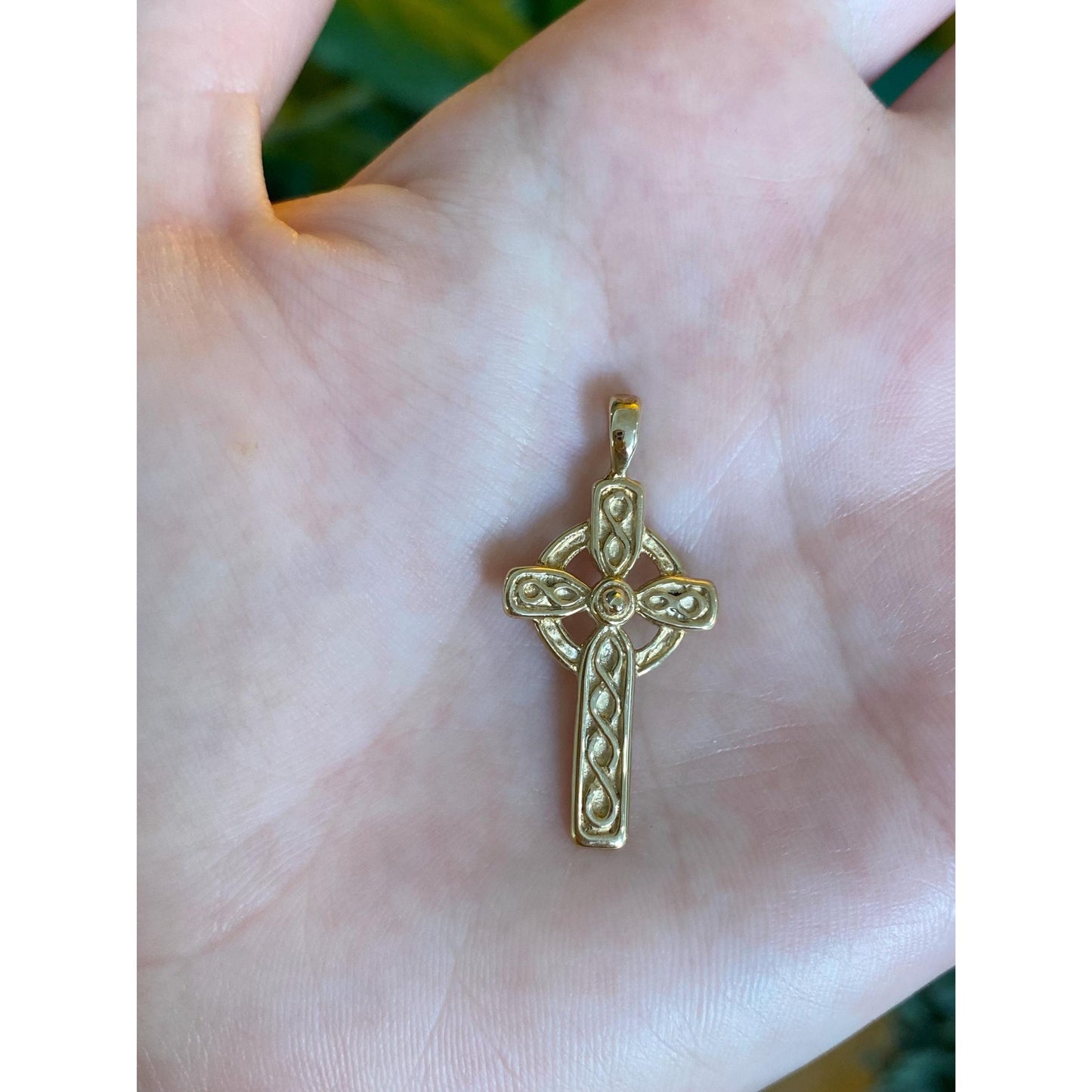 Vintage Solid 9k Yellow Gold Celtic Cross Charm