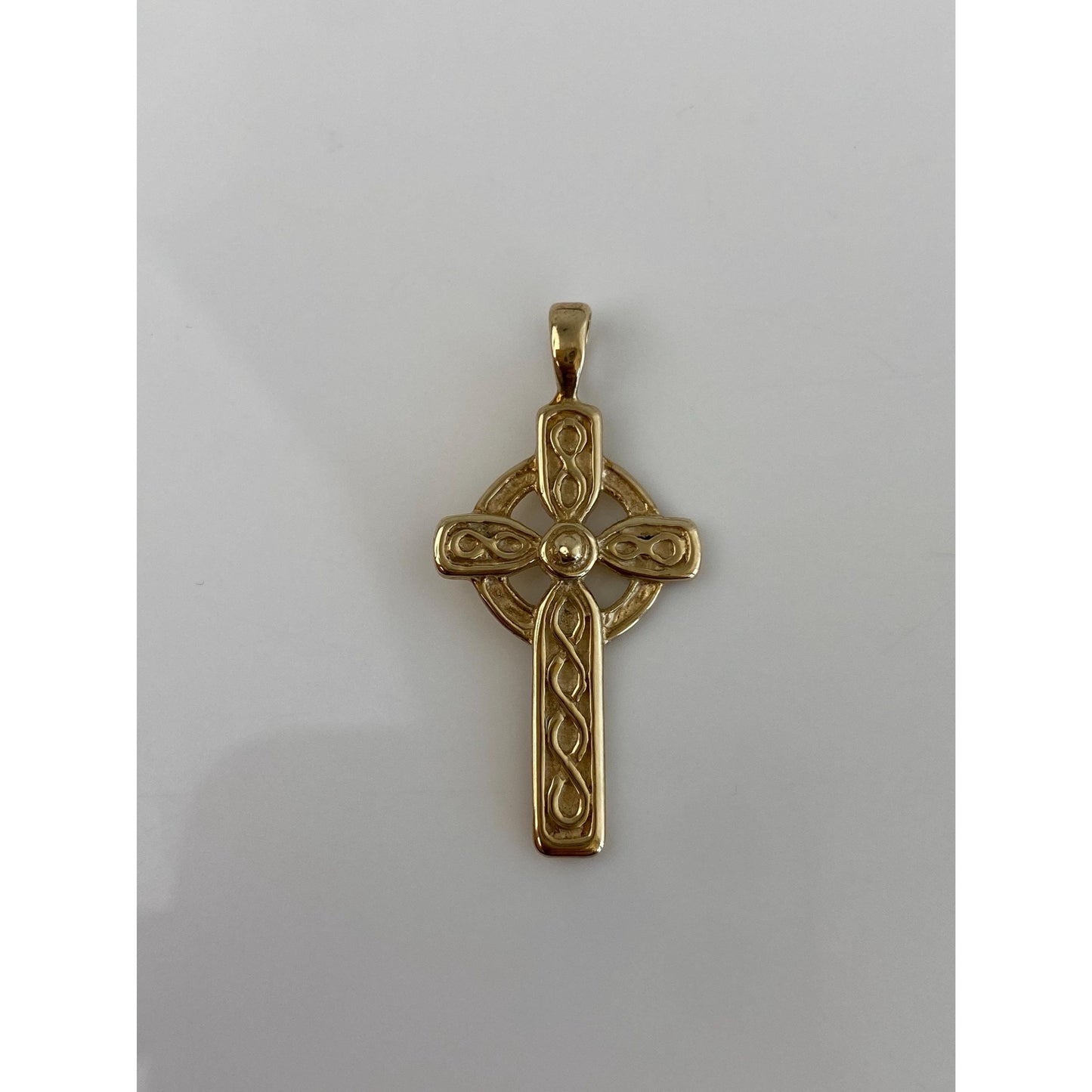 Vintage Solid 9k Yellow Gold Celtic Cross Charm