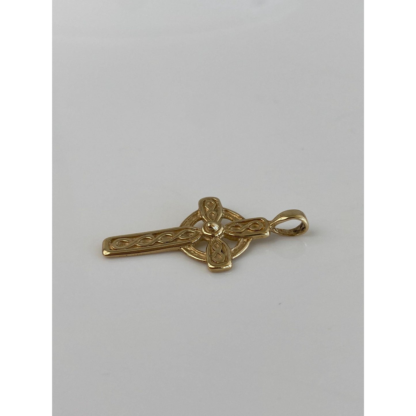 Vintage Solid 9k Yellow Gold Celtic Cross Charm