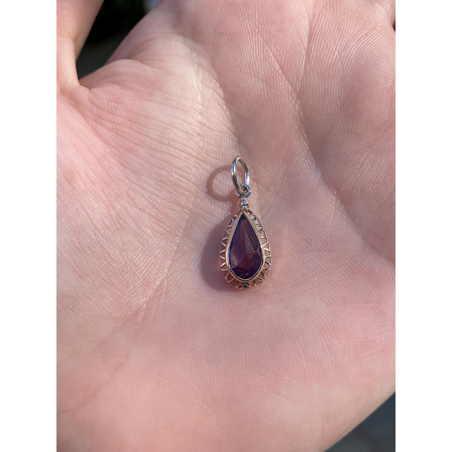 Vintage Solid 10k Yellow Gold Purple Cubic Zirconia Stick Pin Conversion Charm