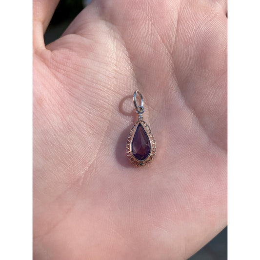 Vintage Solid 10k Yellow Gold Purple Cubic Zirconia Stick Pin Conversion Charm