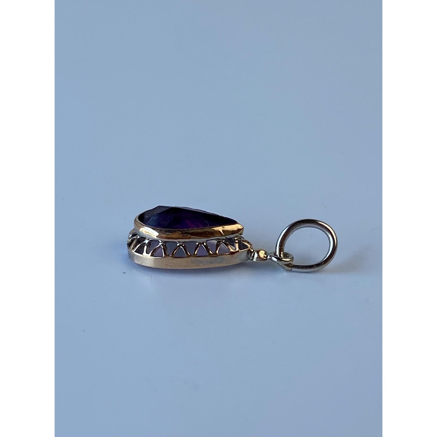 Vintage Solid 10k Yellow Gold Purple Cubic Zirconia Stick Pin Conversion Charm