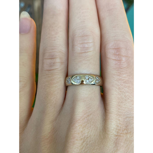 Vintage Solid 14k White Gold Cubic Zirconia Heart Ring - Size 6.5