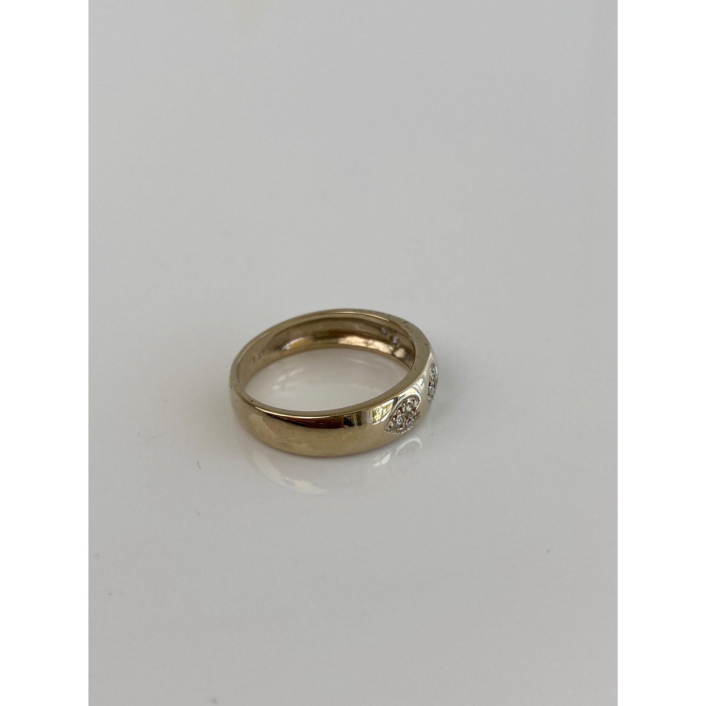 Vintage Solid 14k White Gold Cubic Zirconia Heart Ring - Size 6.5