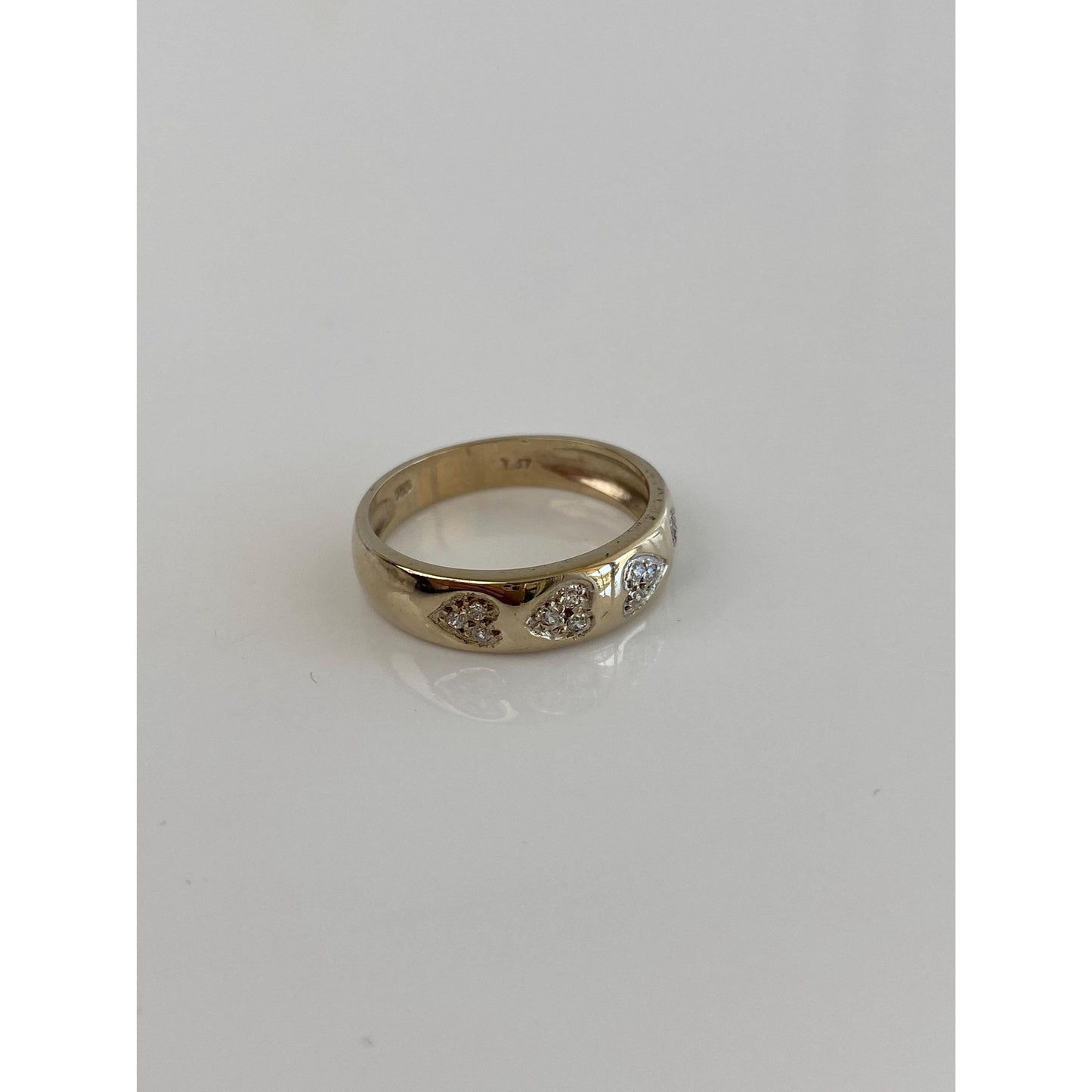 Vintage Solid 14k White Gold Cubic Zirconia Heart Ring - Size 6.5