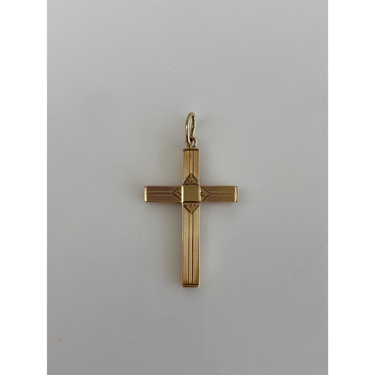 Vintage 10k Yellow Gold Lined Cross Charm