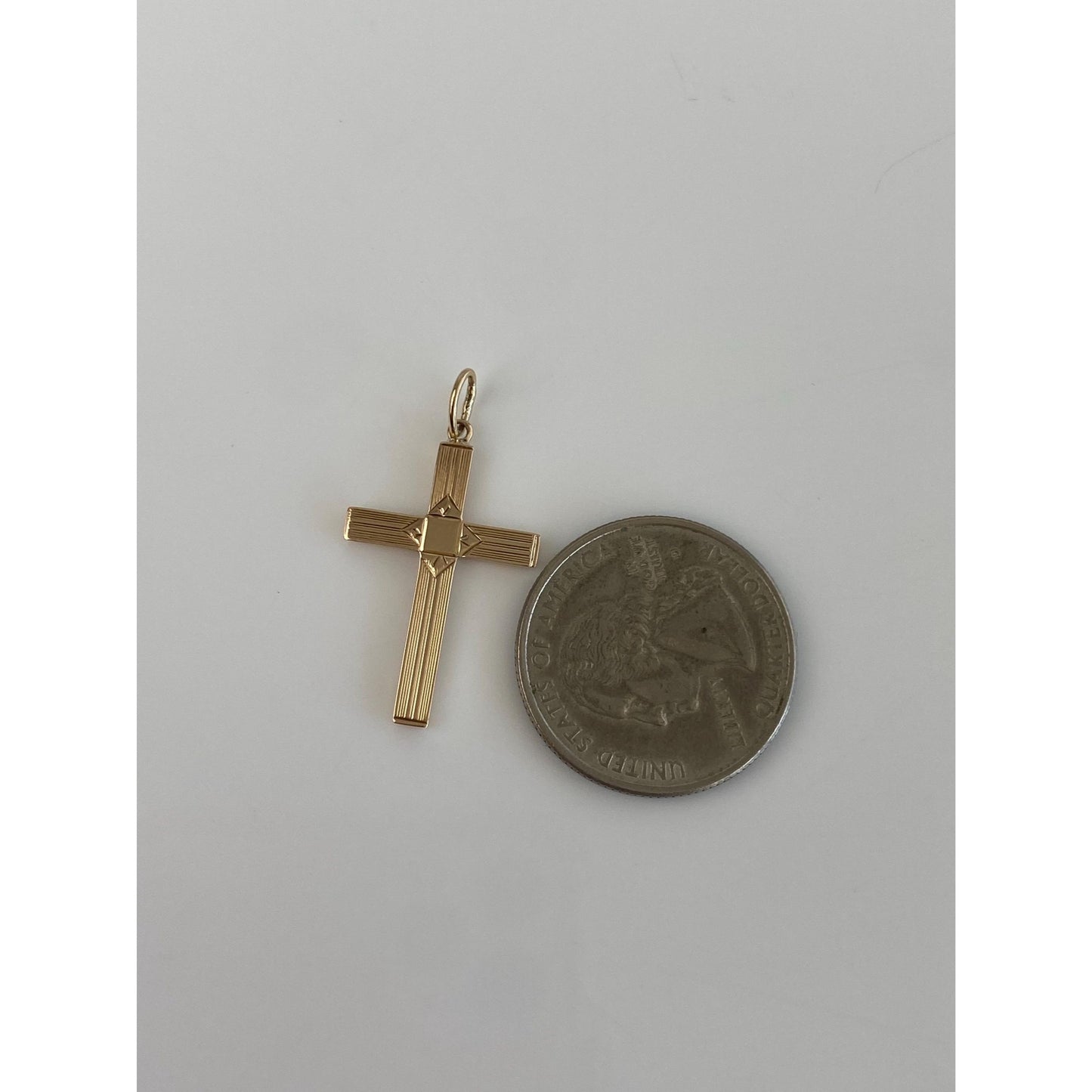 Vintage 10k Yellow Gold Lined Cross Charm