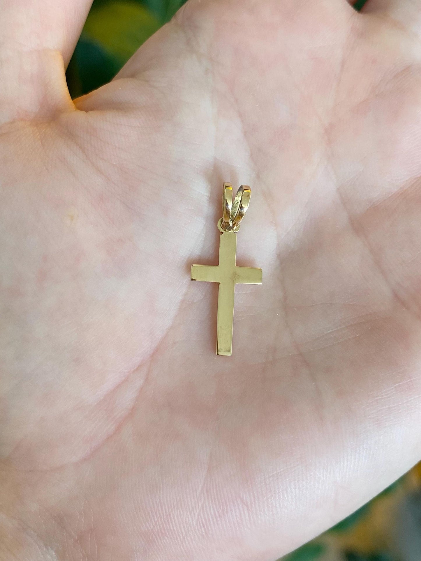 Vintage Solid 18k Yellow Gold Cross Charm