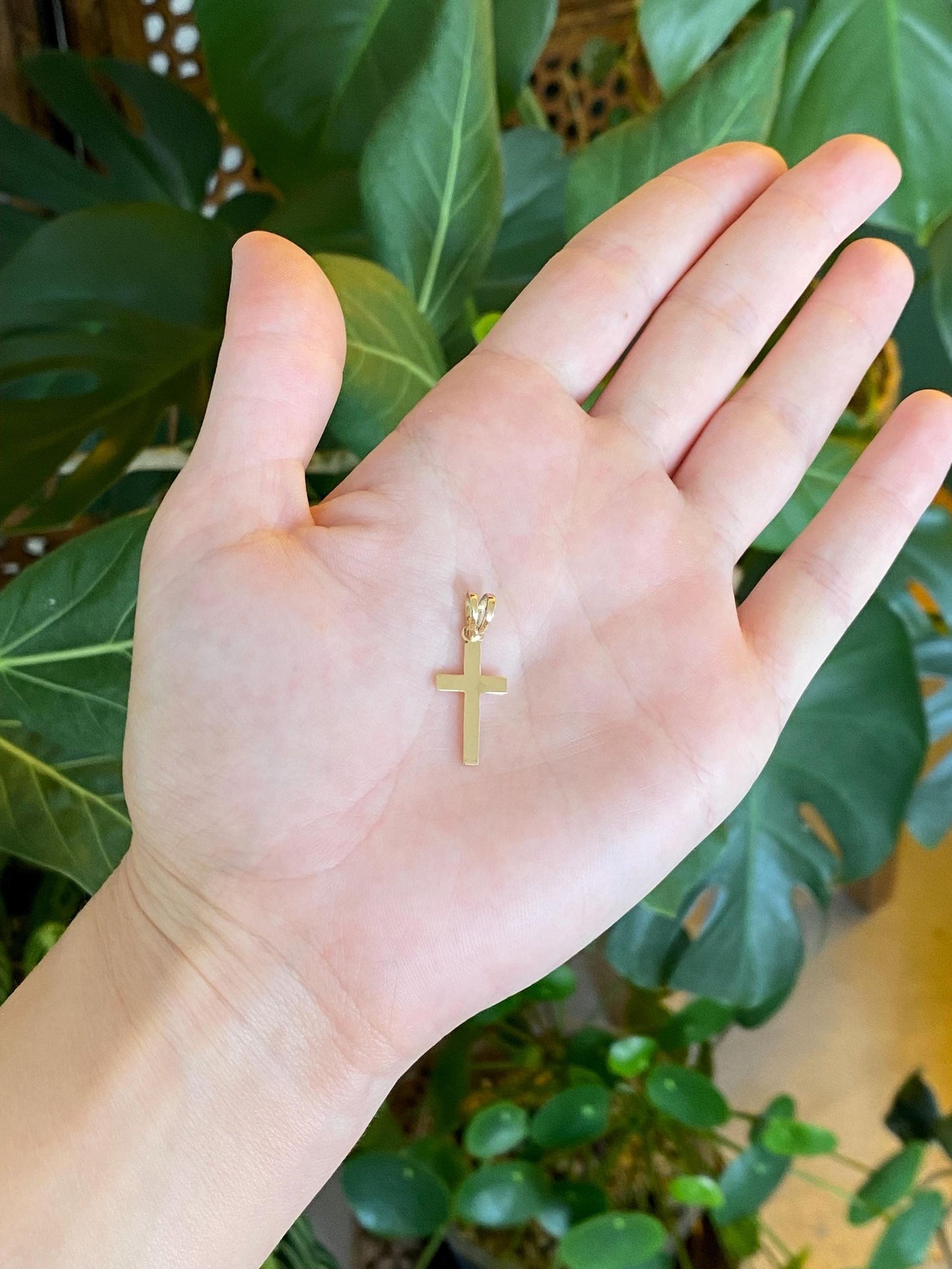 Vintage Solid 18k Yellow Gold Cross Charm