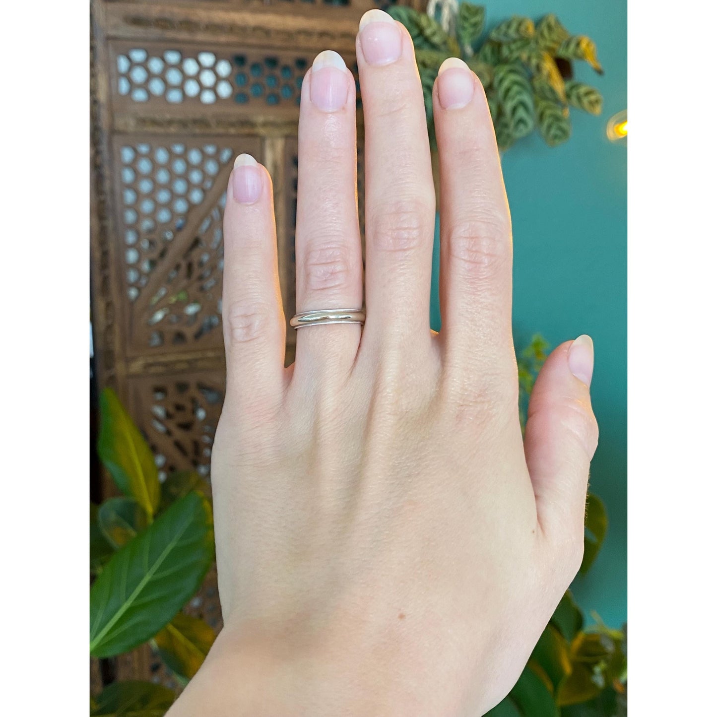 Vintage Solid 14k White Gold Milgrain Ring Band - Size 5.25