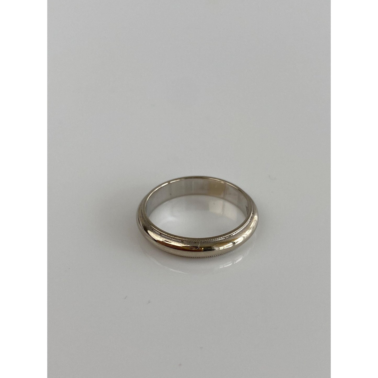 Vintage Solid 14k White Gold Milgrain Ring Band - Size 5.25