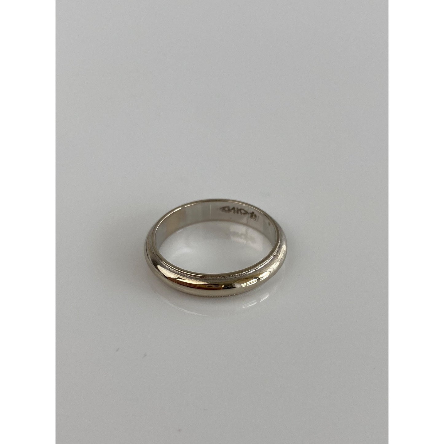 Vintage Solid 14k White Gold Milgrain Ring Band - Size 5.25