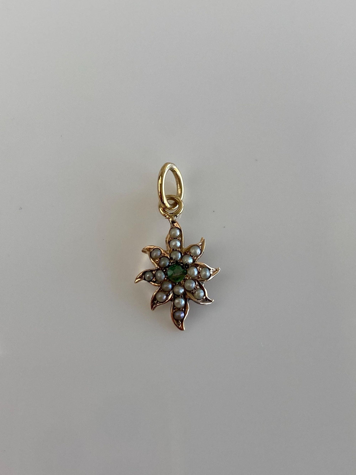 Vintage 10k Yellow Gold Topaz Seed Pearl Wavy Sun Stick Pin Conversion Charm