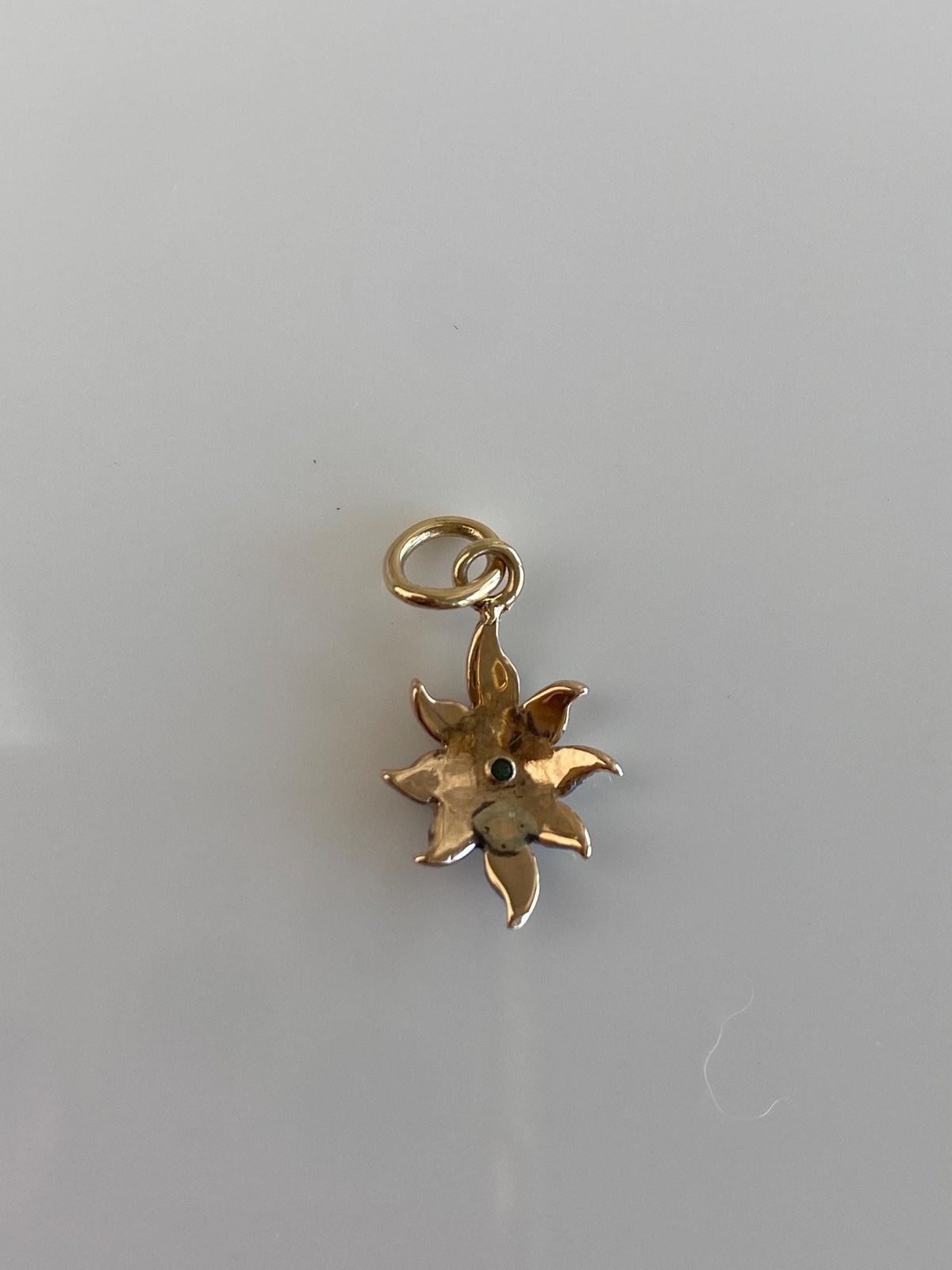 Vintage 10k Yellow Gold Topaz Seed Pearl Wavy Sun Stick Pin Conversion Charm