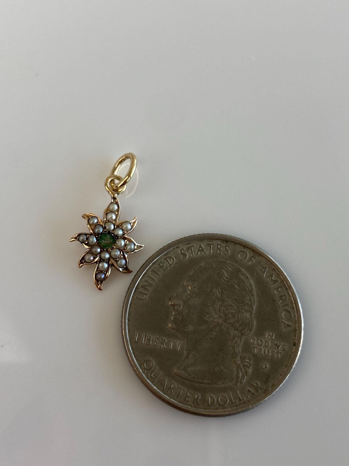 Vintage 10k Yellow Gold Topaz Seed Pearl Wavy Sun Stick Pin Conversion Charm