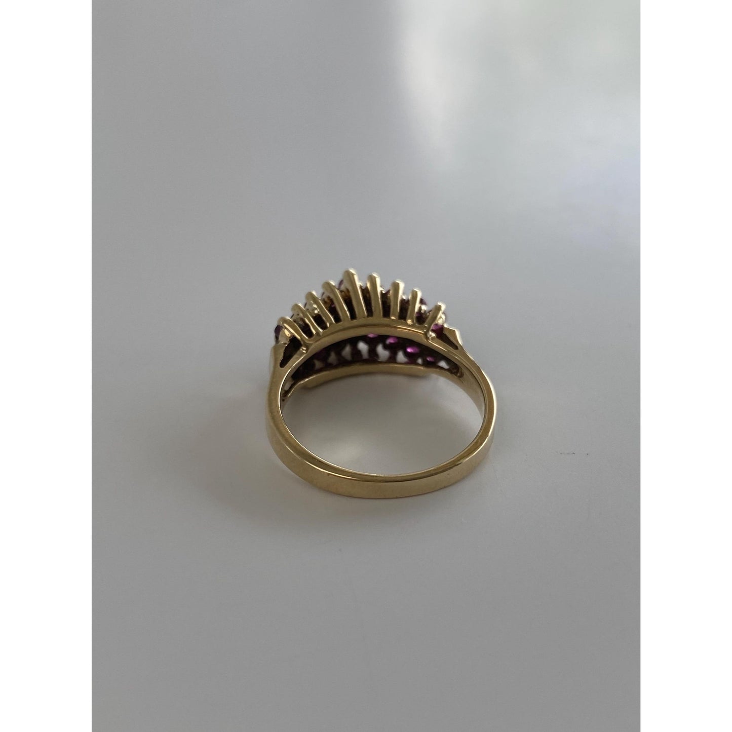 Vintage Solid 10k Yellow Gold Diamond Ruby Ring - Size 5.75