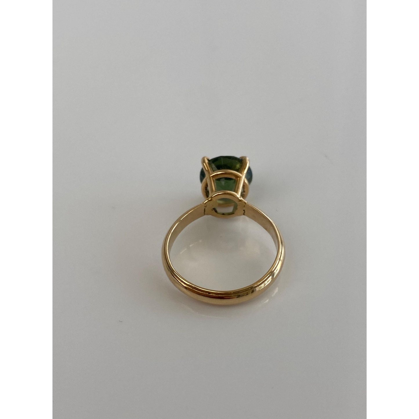 Solid 14k Yellow Gold Green Cubic Zirconia Ring - Size 6