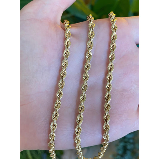 Vintage Solid 14k Yellow Gold Chunky Rope Chain Necklace - 18.25 inches