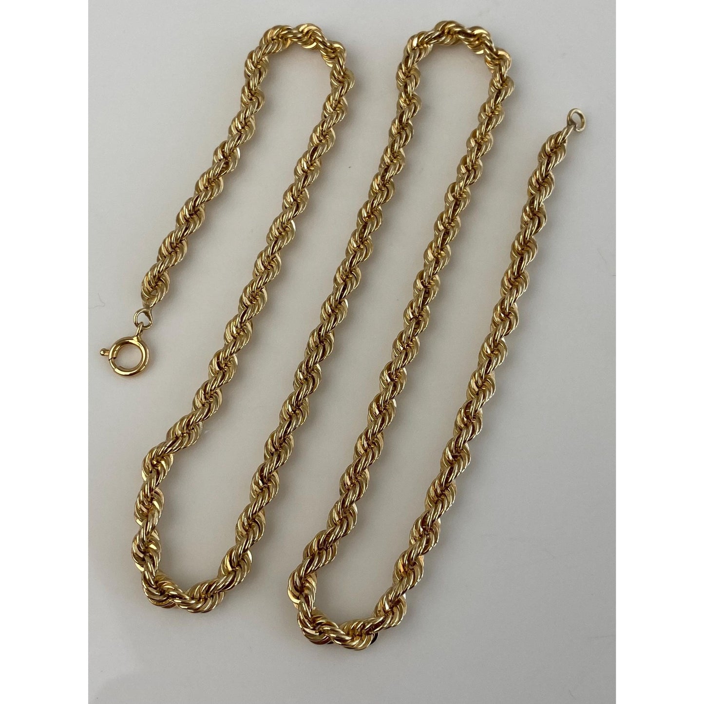 Vintage Solid 14k Yellow Gold Chunky Rope Chain Necklace - 18.25 inches