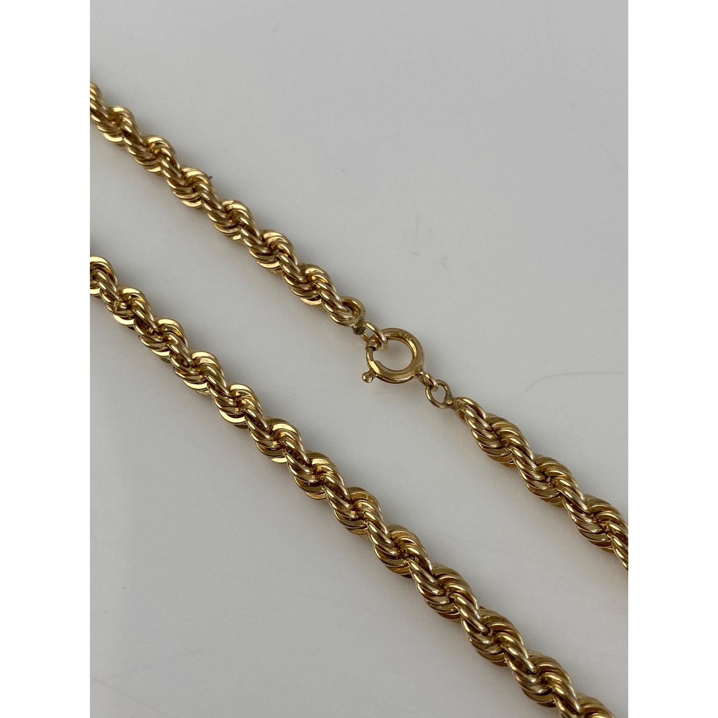 Vintage Solid 14k Yellow Gold Chunky Rope Chain Necklace - 18.25 inches