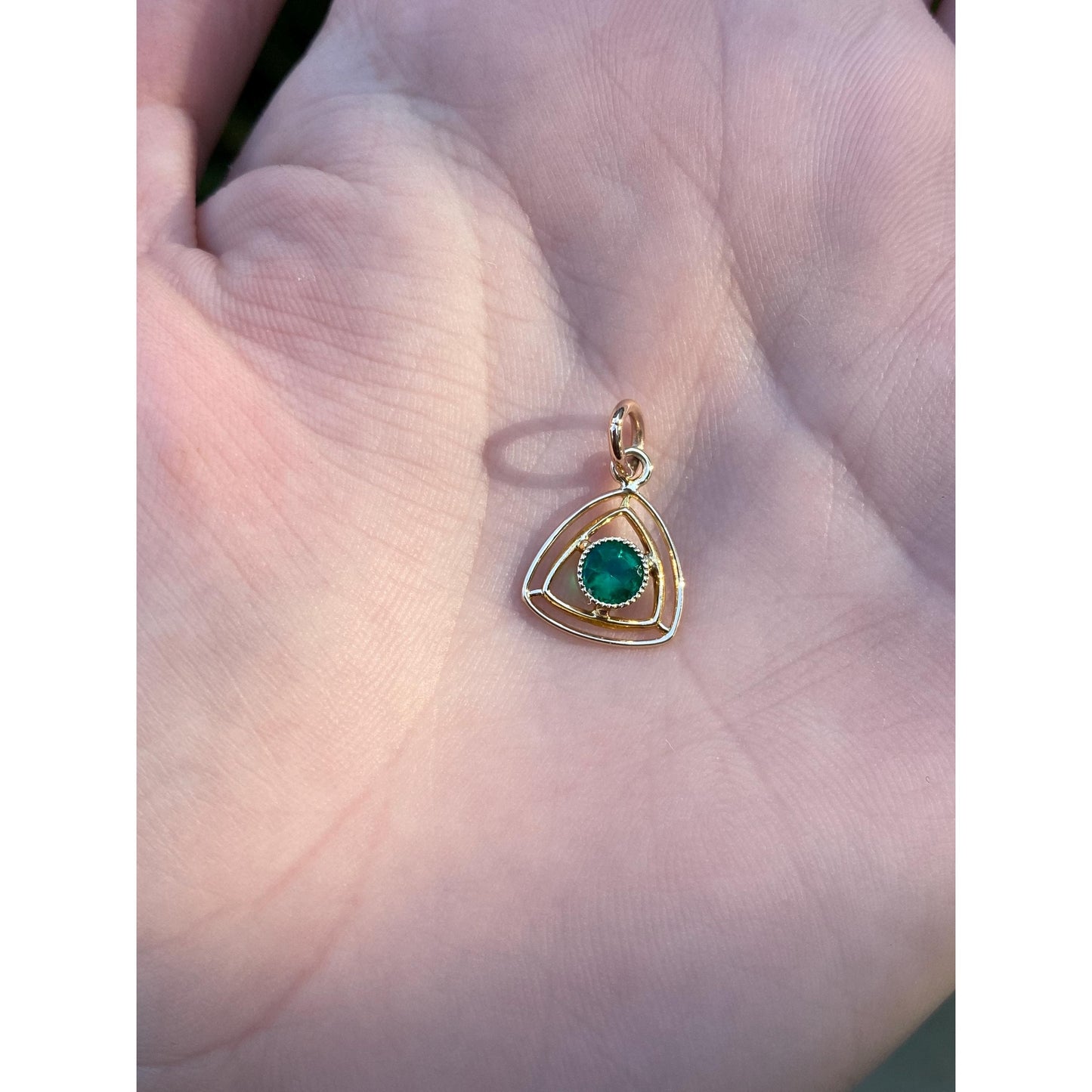 Vintage Solid 10k Yellow Gold Green Cubic Zirconia Stick Pin Conversion Charm