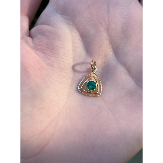 Vintage Solid 10k Yellow Gold Green Cubic Zirconia Stick Pin Conversion Charm