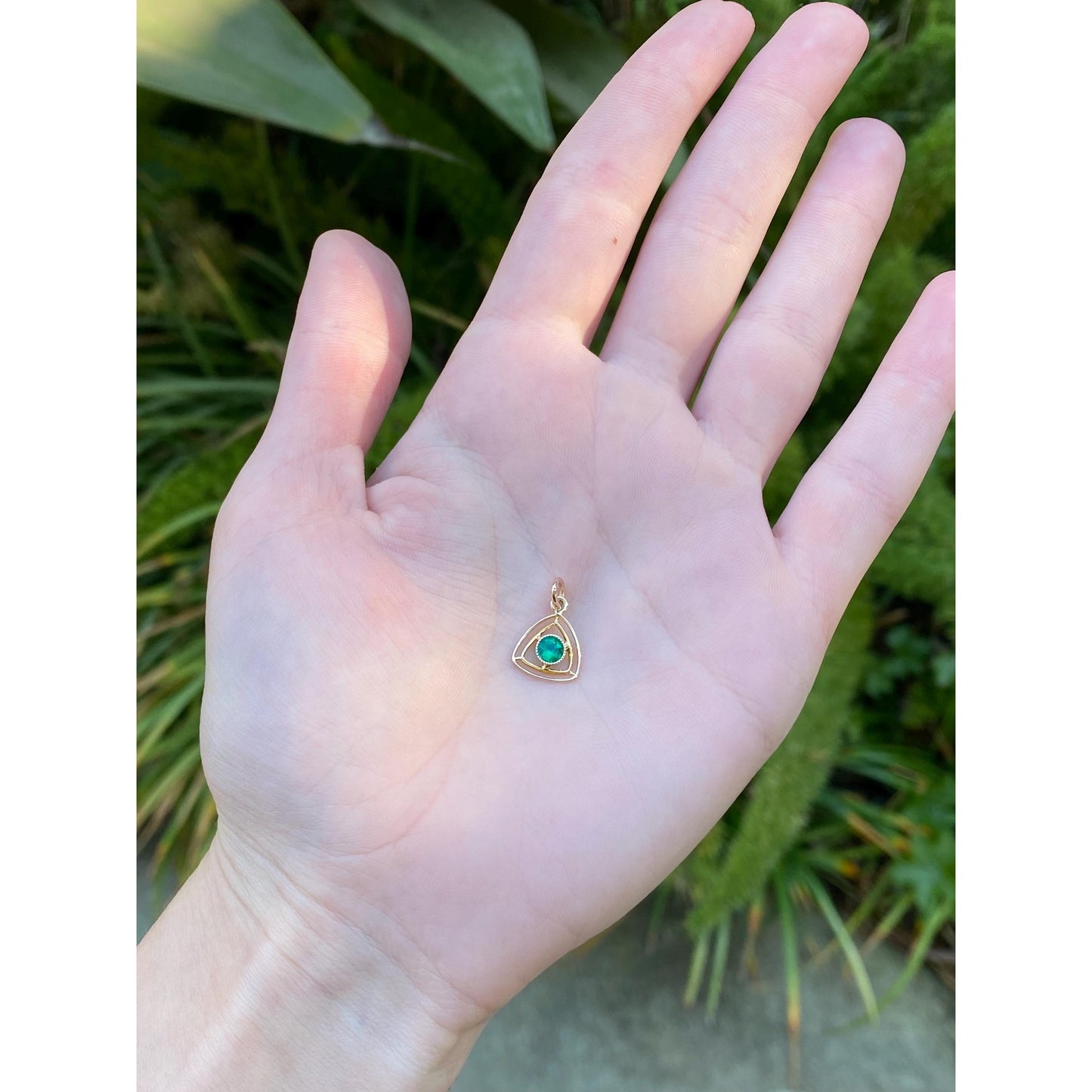 Vintage Solid 10k Yellow Gold Green Cubic Zirconia Stick Pin Conversion Charm