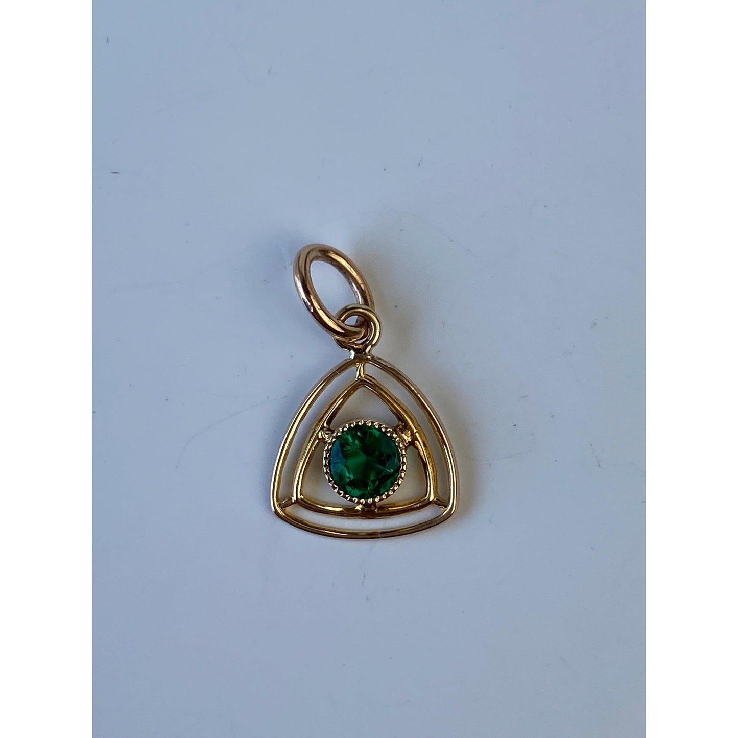 Vintage Solid 10k Yellow Gold Green Cubic Zirconia Stick Pin Conversion Charm