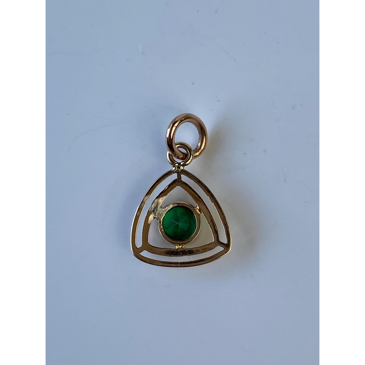 Vintage Solid 10k Yellow Gold Green Cubic Zirconia Stick Pin Conversion Charm