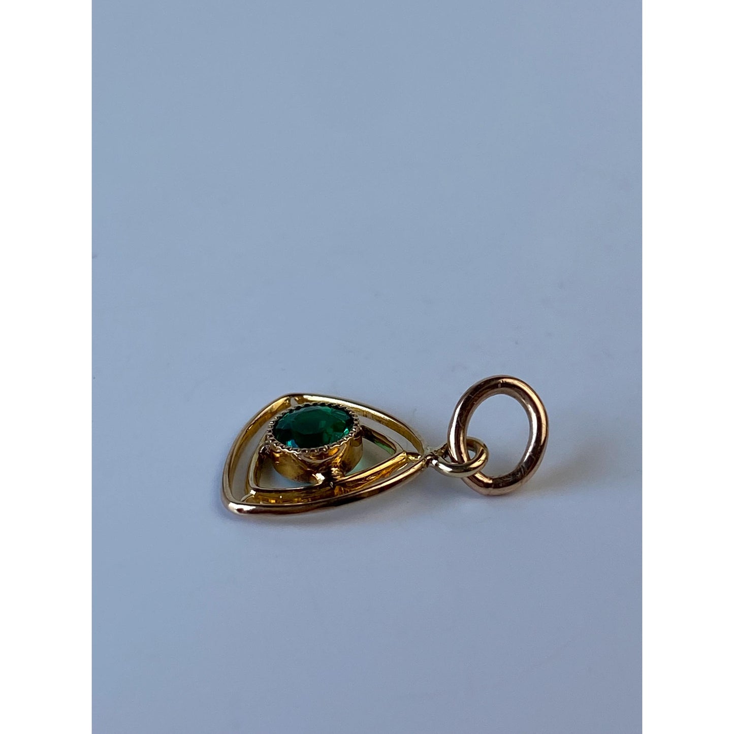 Vintage Solid 10k Yellow Gold Green Cubic Zirconia Stick Pin Conversion Charm