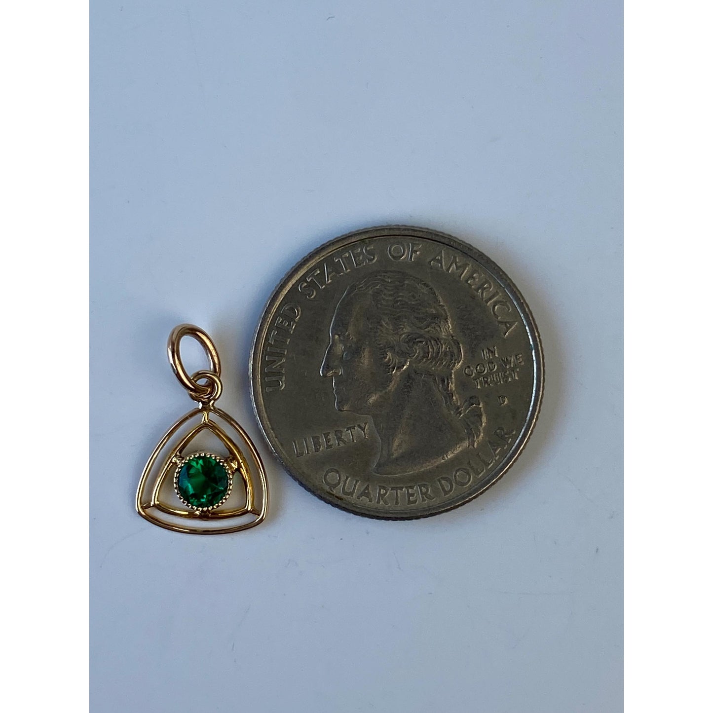 Vintage Solid 10k Yellow Gold Green Cubic Zirconia Stick Pin Conversion Charm