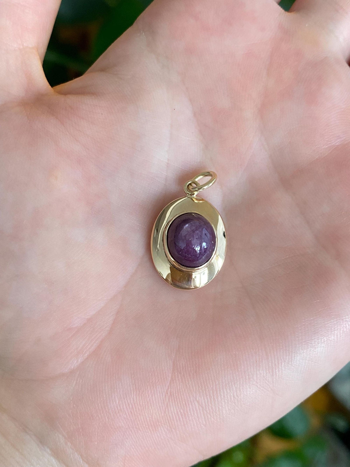 Vintage 14k Yellow Gold Purple Star Sapphire Cufflink Conversion Charm