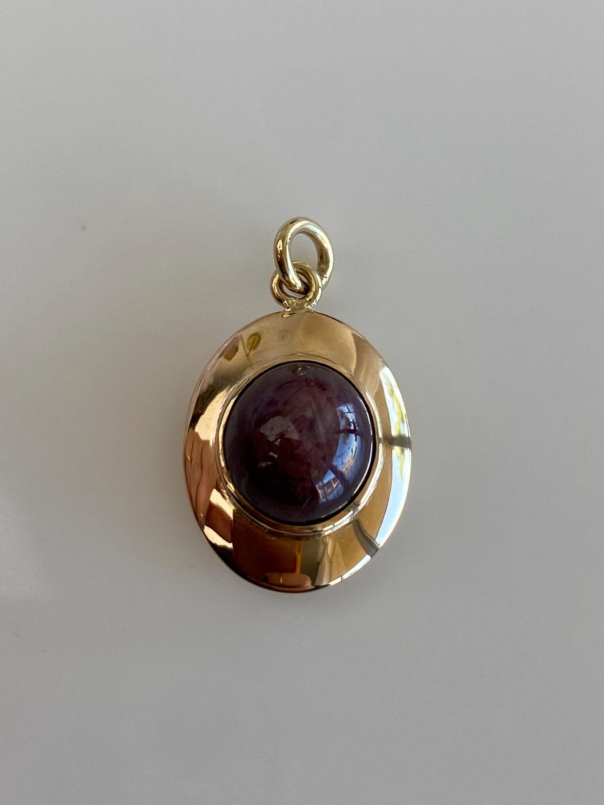 Vintage 14k Yellow Gold Purple Star Sapphire Cufflink Conversion Charm