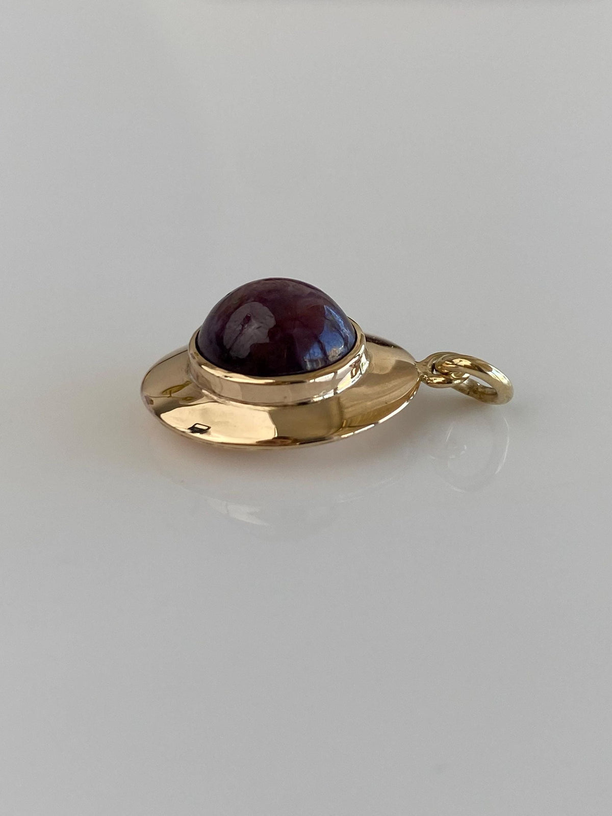 Vintage 14k Yellow Gold Purple Star Sapphire Cufflink Conversion Charm