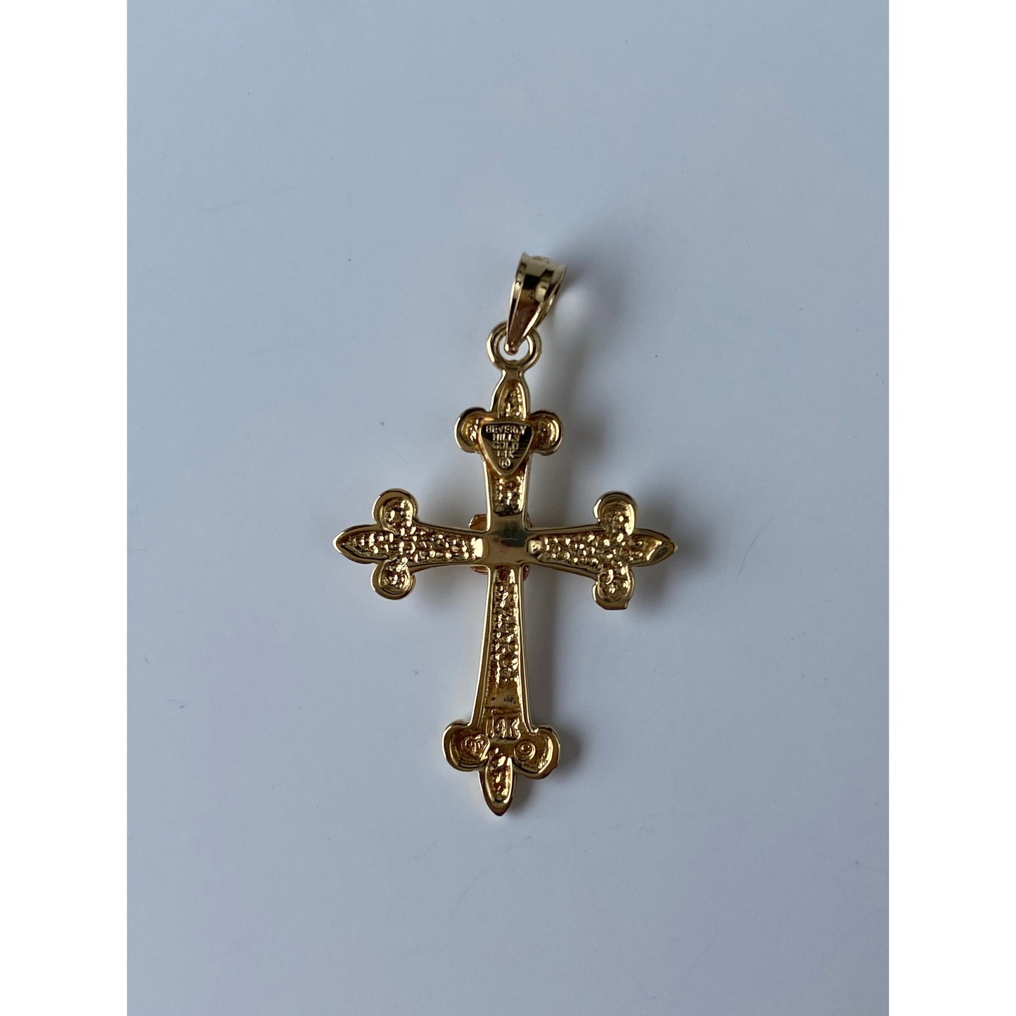 Vintage Solid 14k Rosey & Yellow Gold Rose Cross Charm