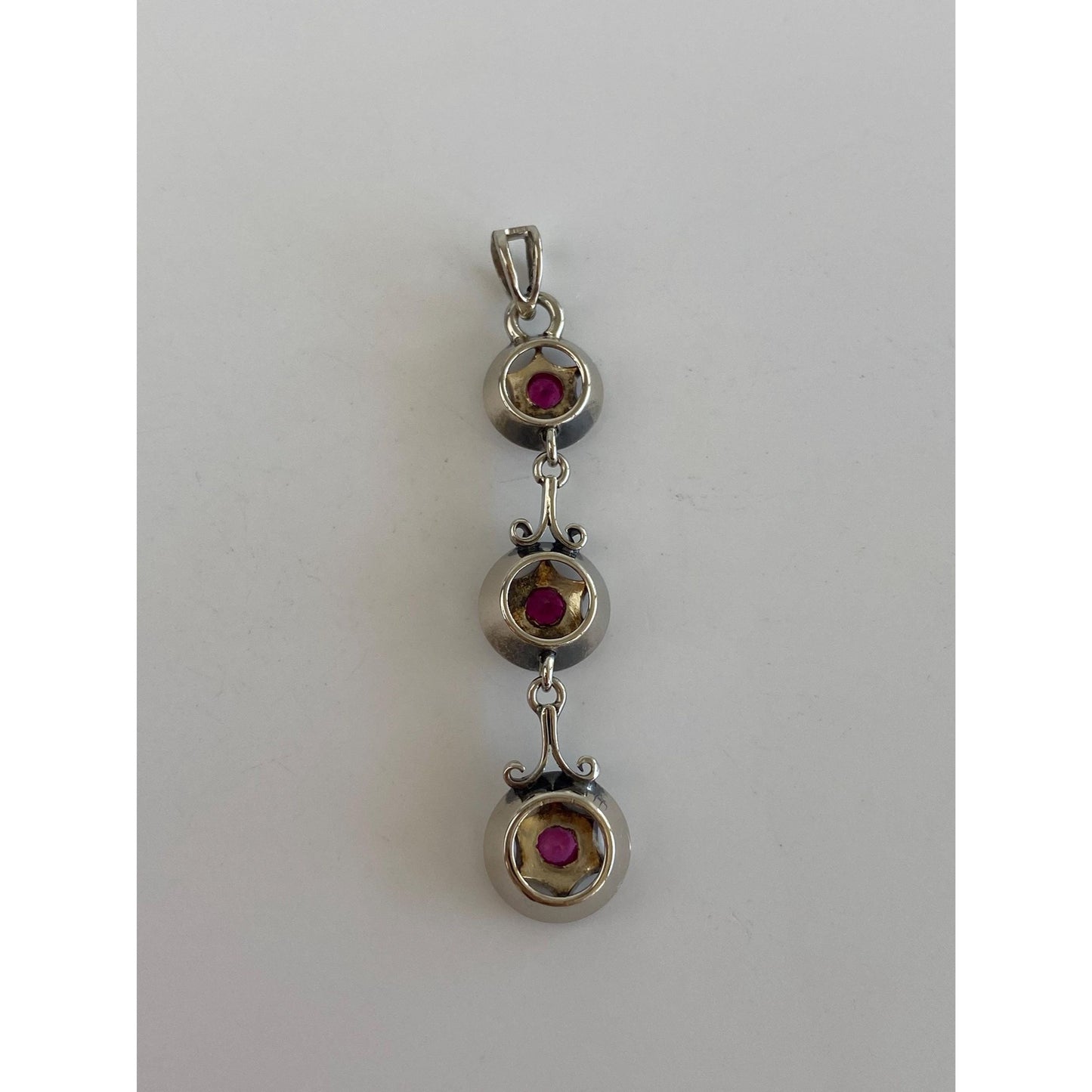 Vintage Solid 14k White Gold Pink Spinel Dangle Charm