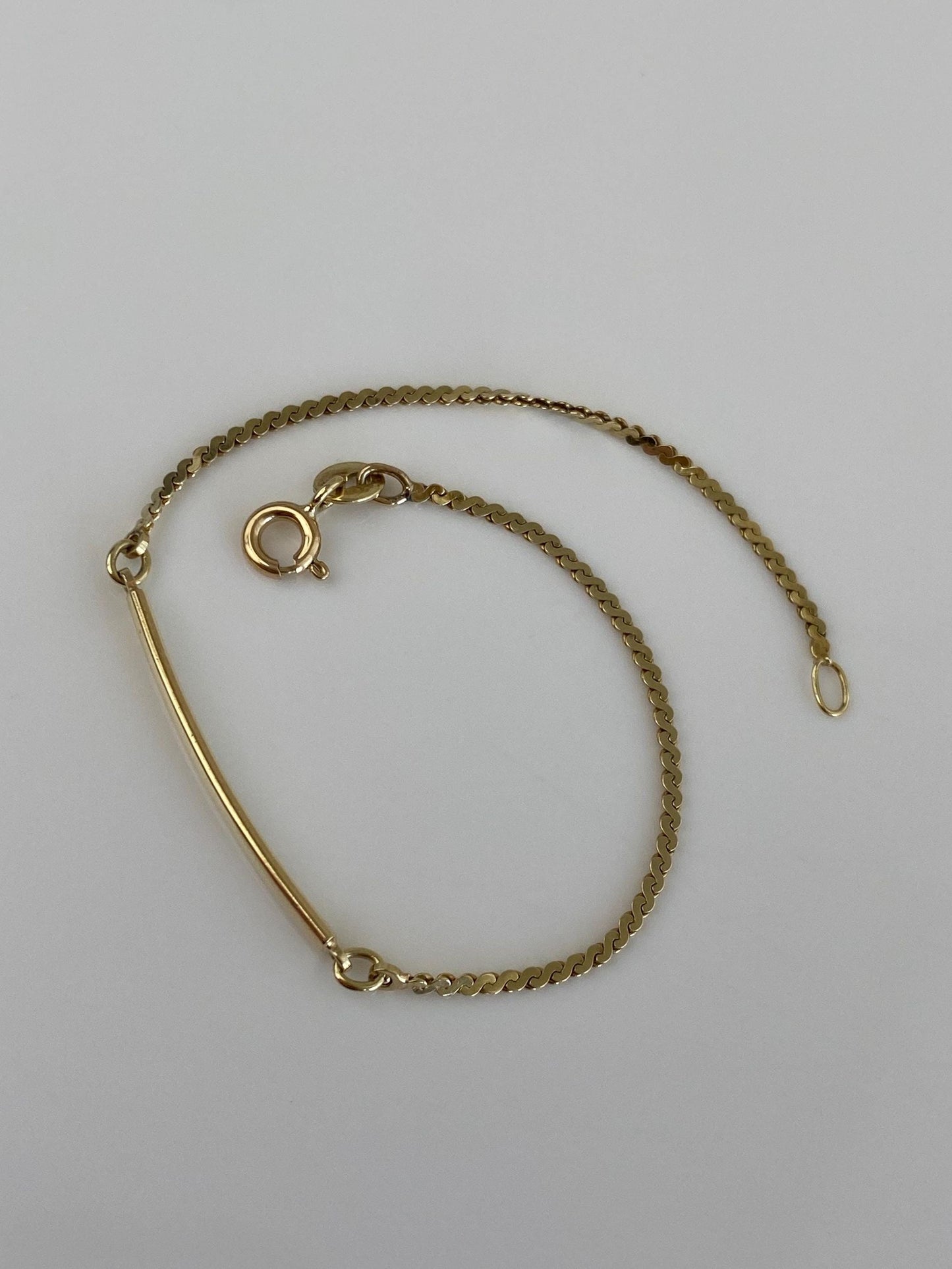 Vintage Solid 14k Yellow Gold ID Serpentine Chain Bracelet - 6.25 inches