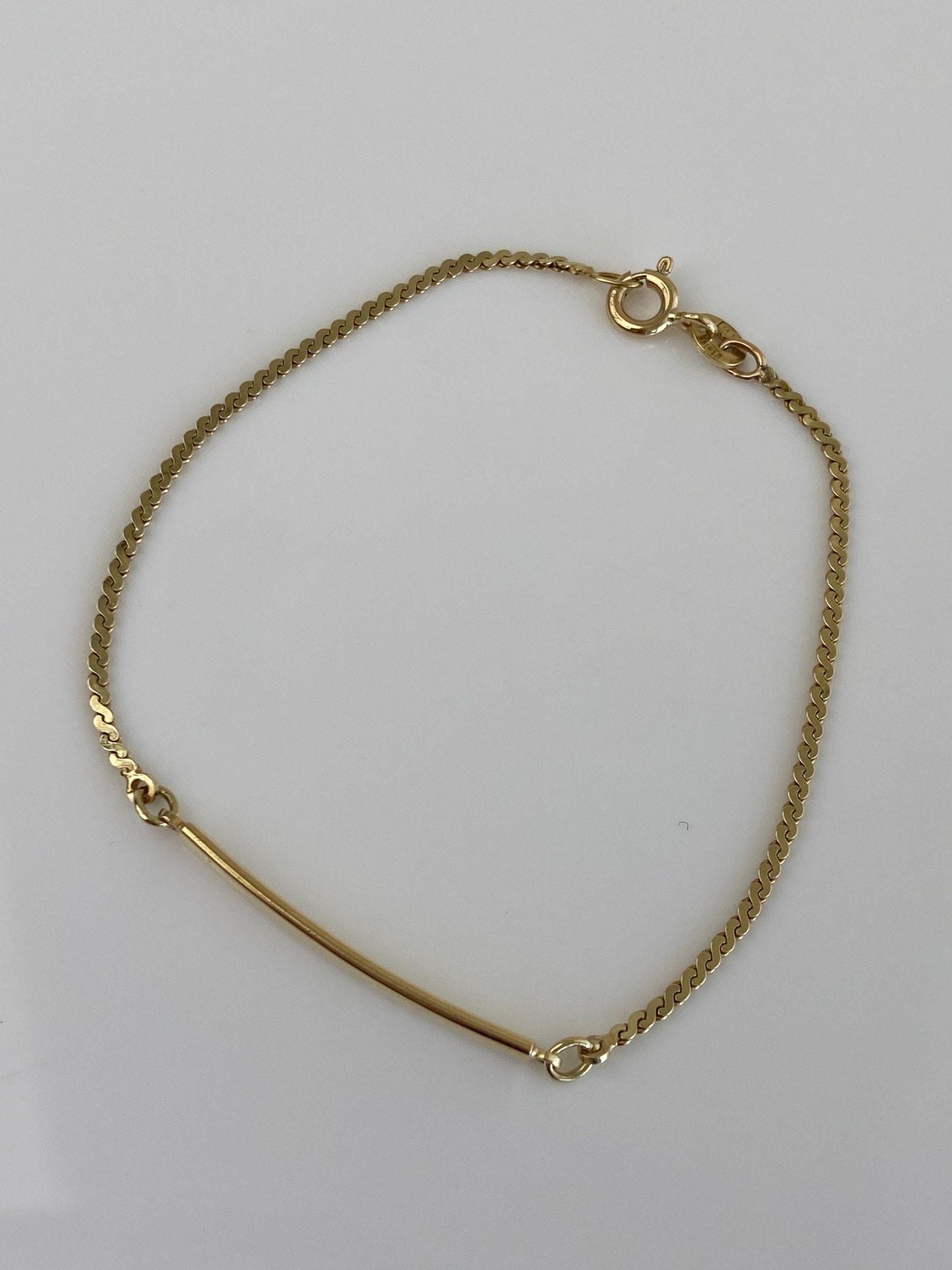 Vintage Solid 14k Yellow Gold ID Serpentine Chain Bracelet - 6.25 inches