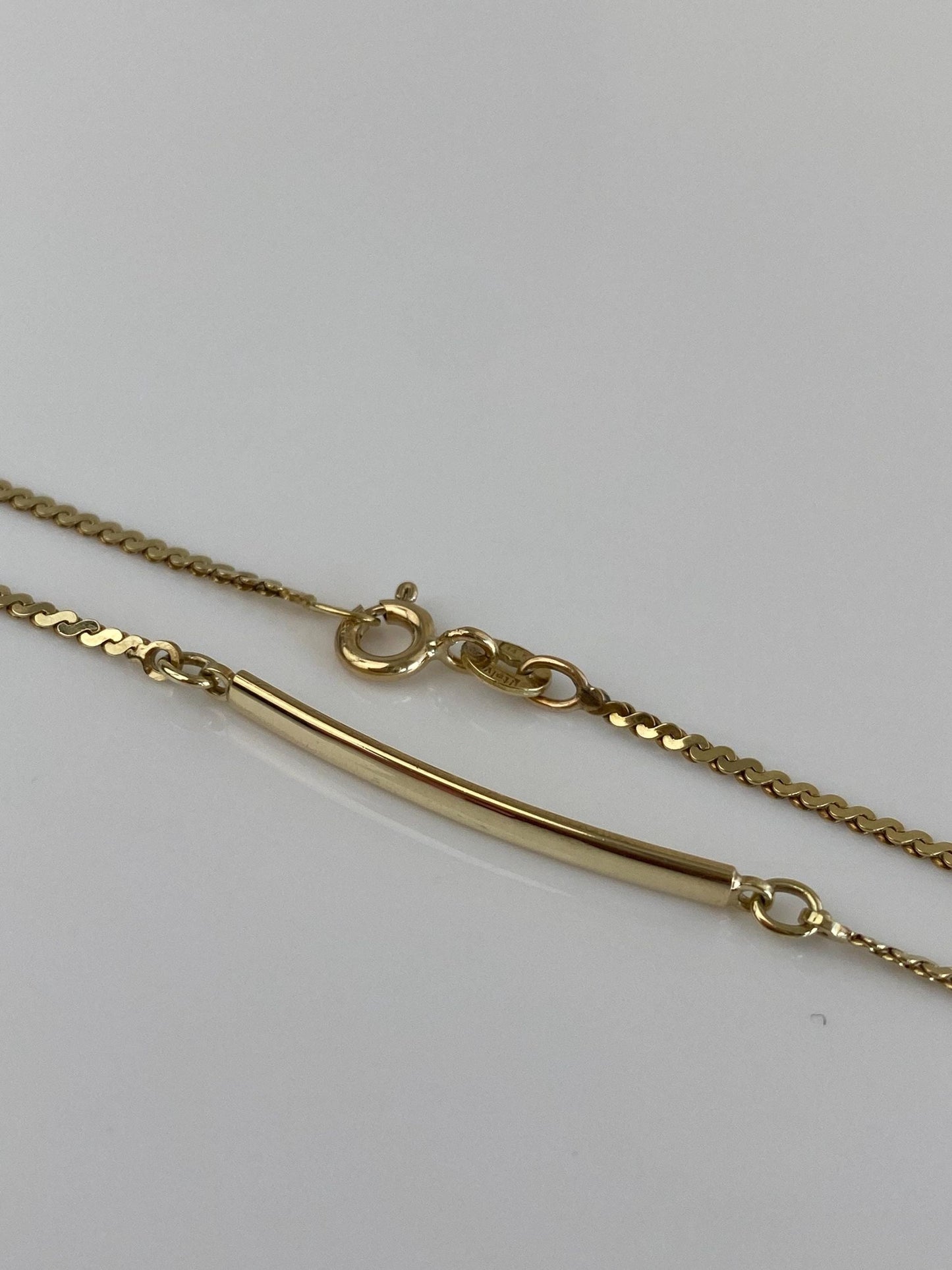 Vintage Solid 14k Yellow Gold ID Serpentine Chain Bracelet - 6.25 inches