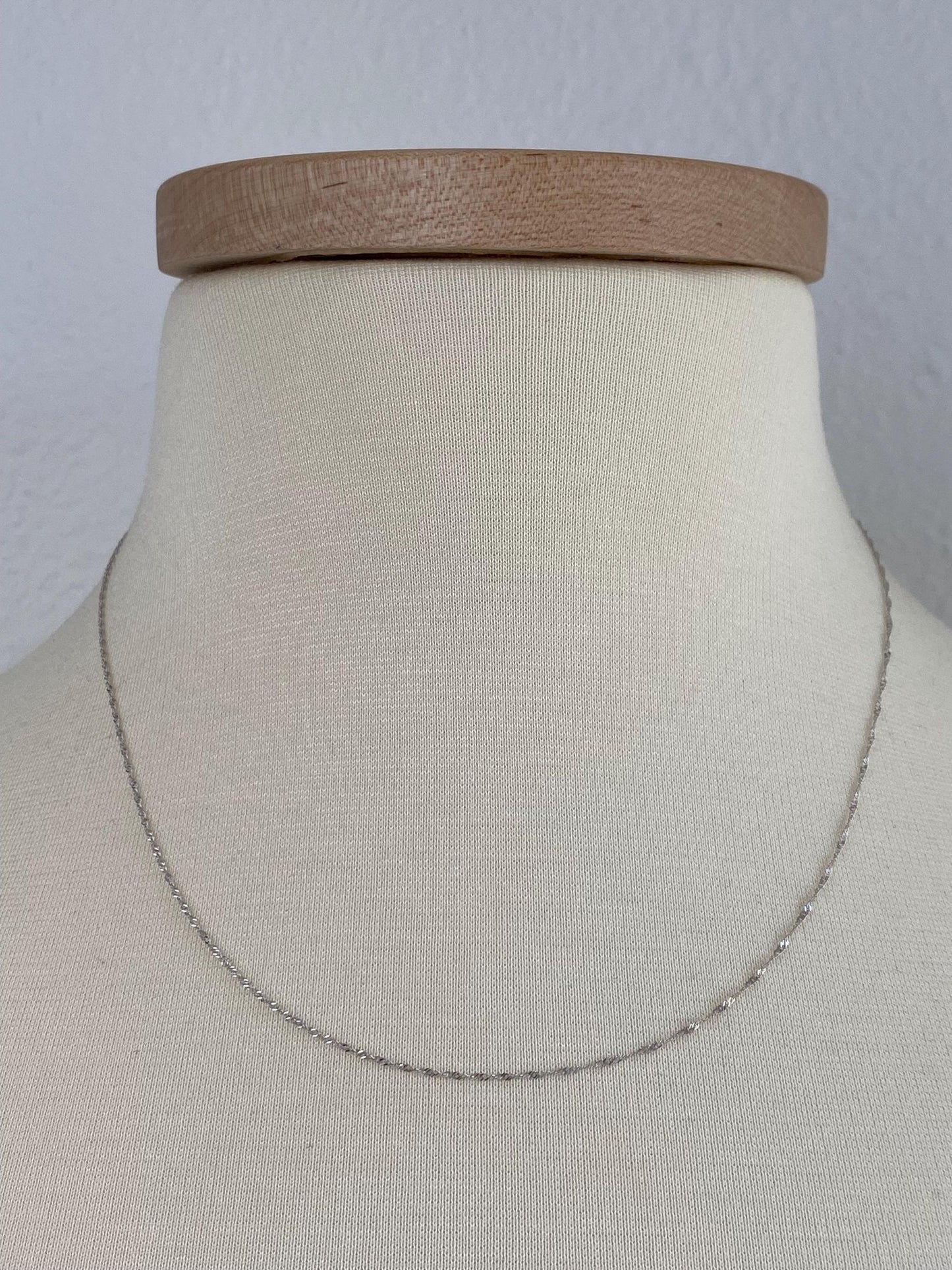 Vintage Solid 10k White Gold Dainty Twist Chain Necklace - 18 inches