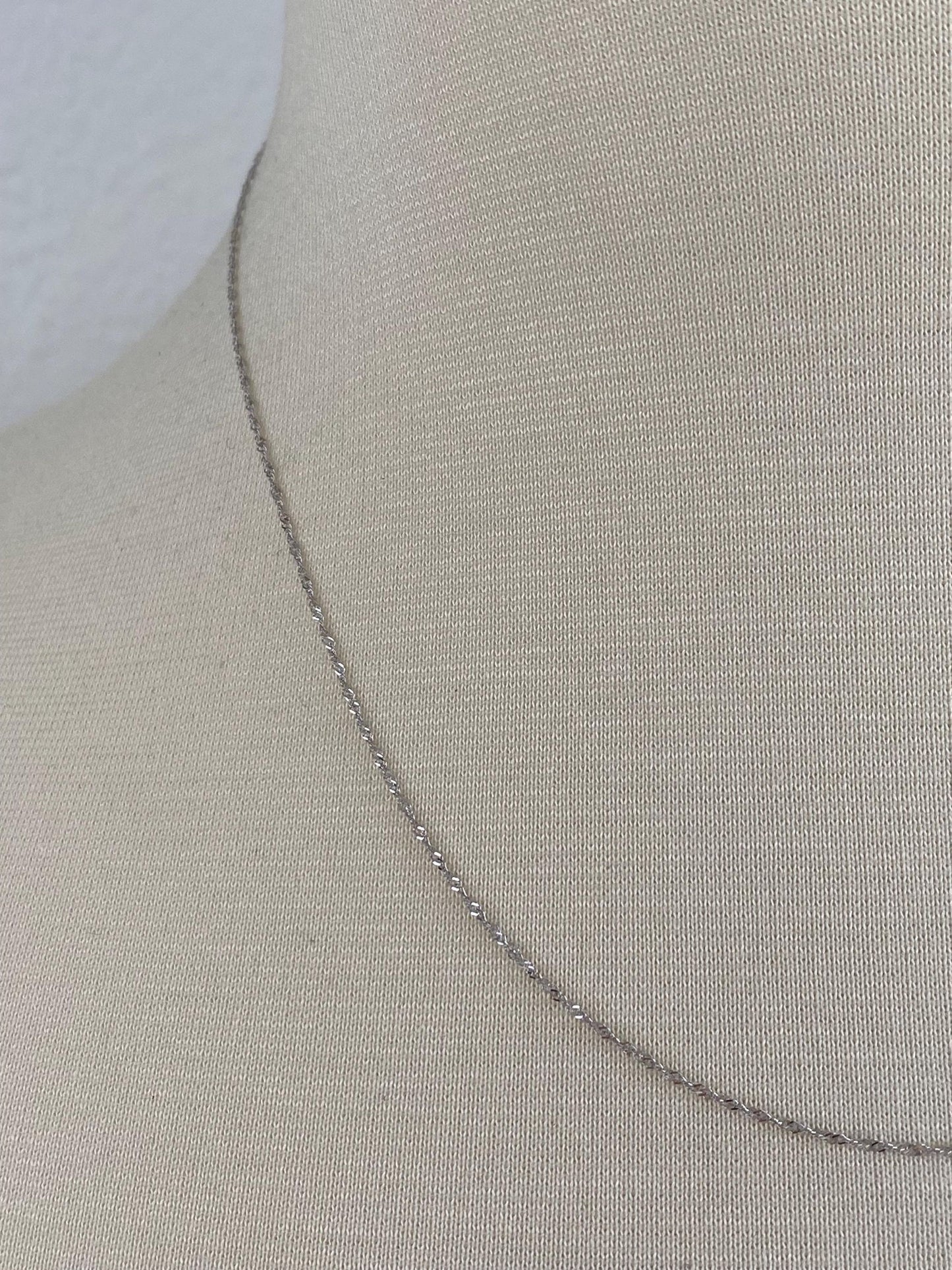 Vintage Solid 10k White Gold Dainty Twist Chain Necklace - 18 inches