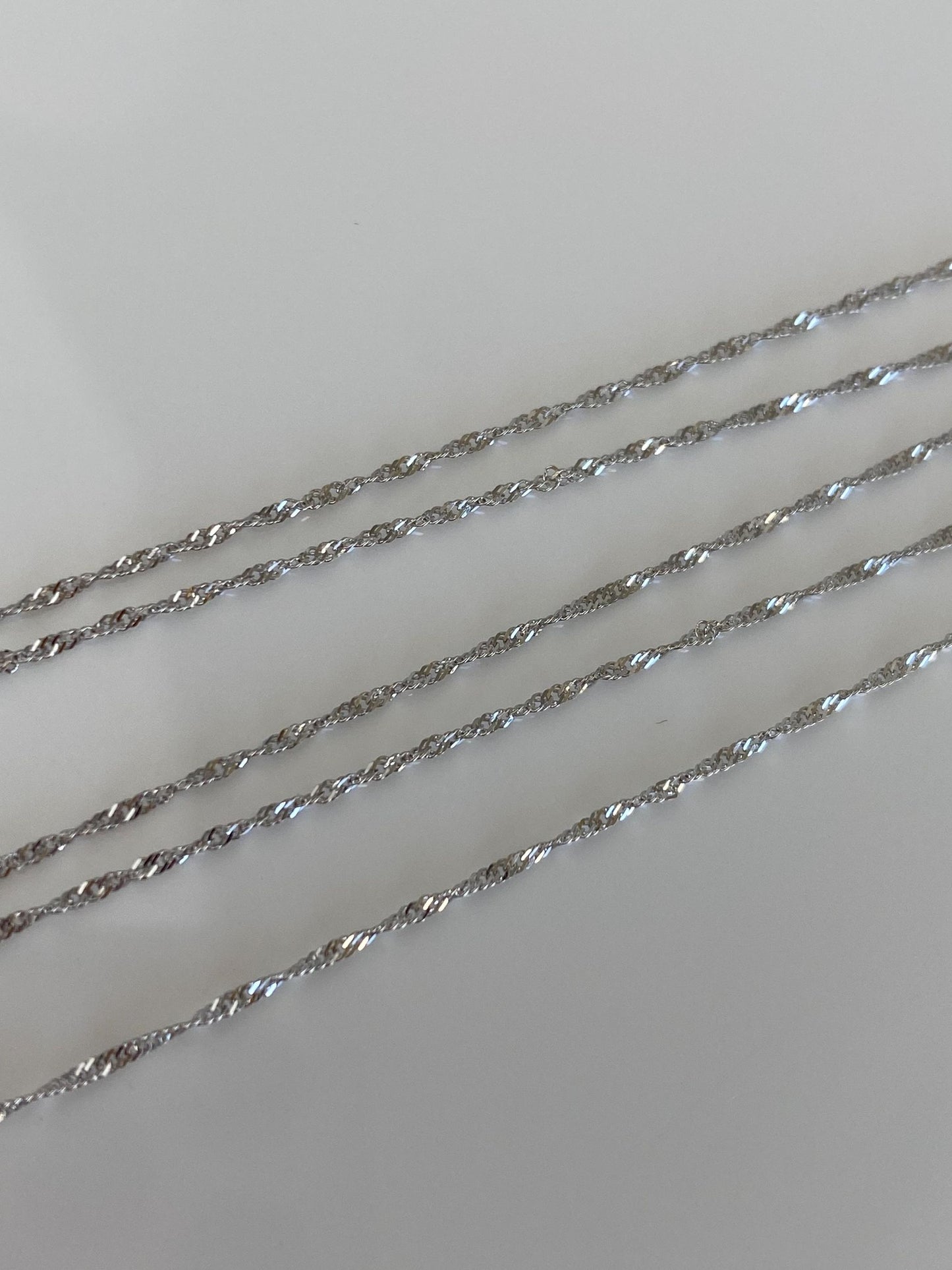 Vintage Solid 10k White Gold Dainty Twist Chain Necklace - 18 inches