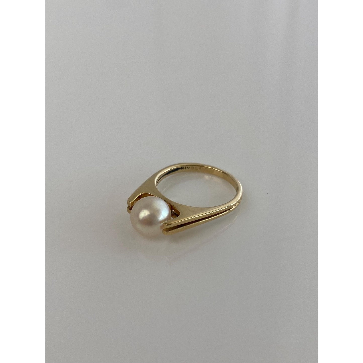 Vintage Solid 14k Yellow Gold Pearl Ring - Size 5.75