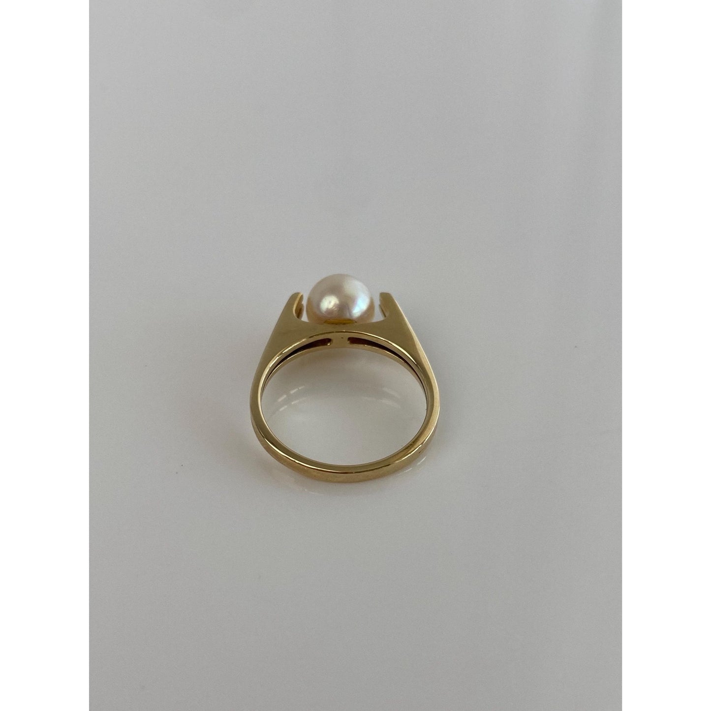 Vintage Solid 14k Yellow Gold Pearl Ring - Size 5.75