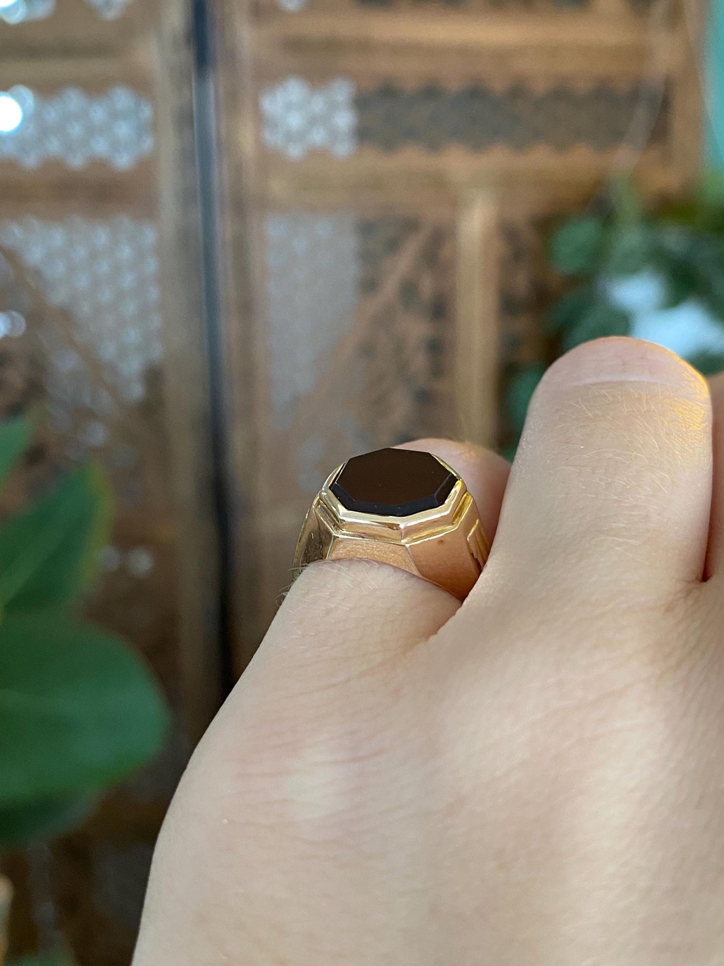 Vintage Solid 14k Yellow Gold Carnelian Signet Ring - Size 3.25