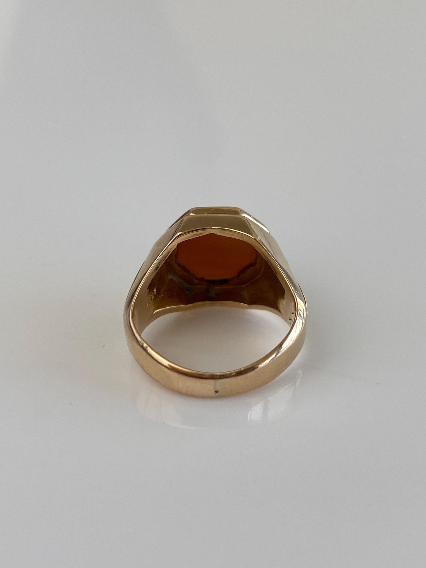 Vintage Solid 14k Yellow Gold Carnelian Signet Ring - Size 3.25